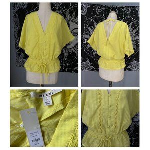 NWT Bright yellow v neck front and back, MIAMI